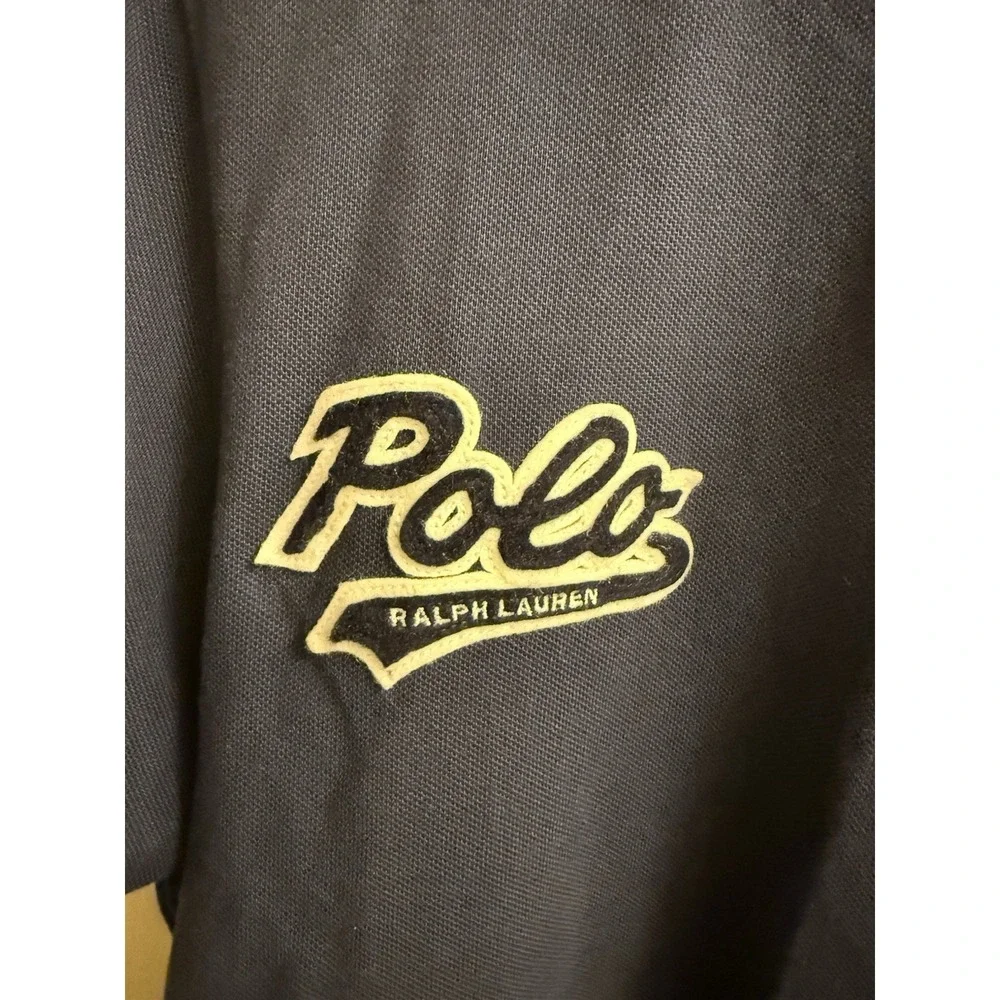 Polo‎ Ralph Lauren Blue Varsity Script Letter Polo Shirt Men's Large Slim Fit